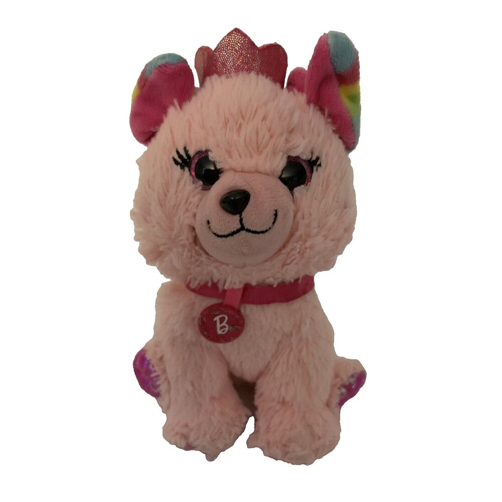 Barbie Loves Pets Pink Princess Puppy Plush Rainbow Colored Ears Mattel